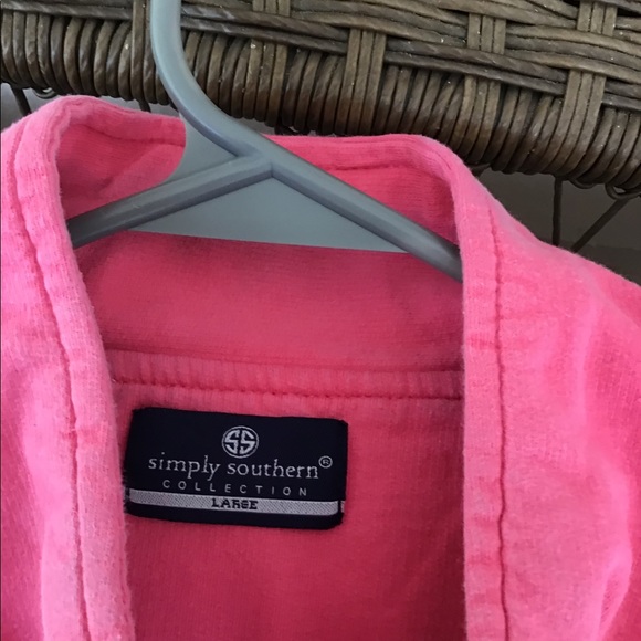 Top Simply Southern Women’s large pink & aqua sweatshirt zip front EUC - Picture 11 of 12